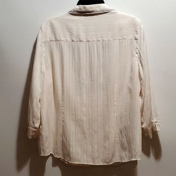 Alfred Dunner Embroidered Button Up Collared Long Sleeve Vintage Style Blouse 16 - Picture 8 of 16